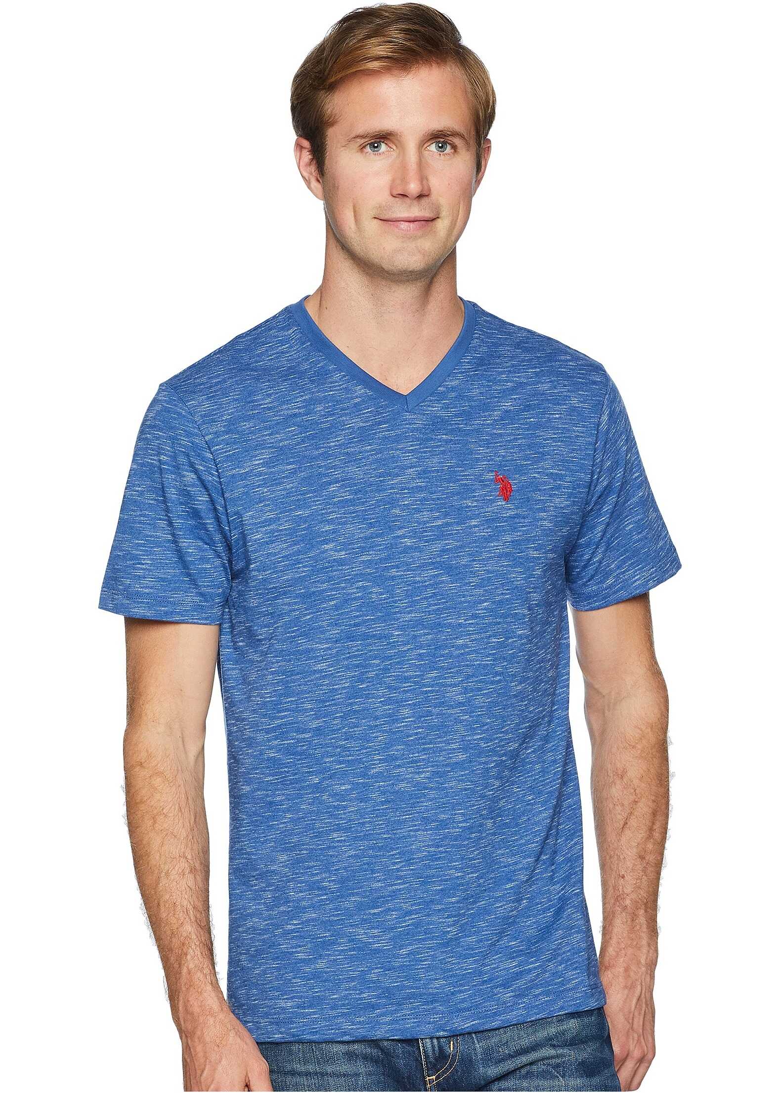 Tricou U.S. POLO ASSN. Space Dyed V-Neck T-Shirt Royal Sapphire