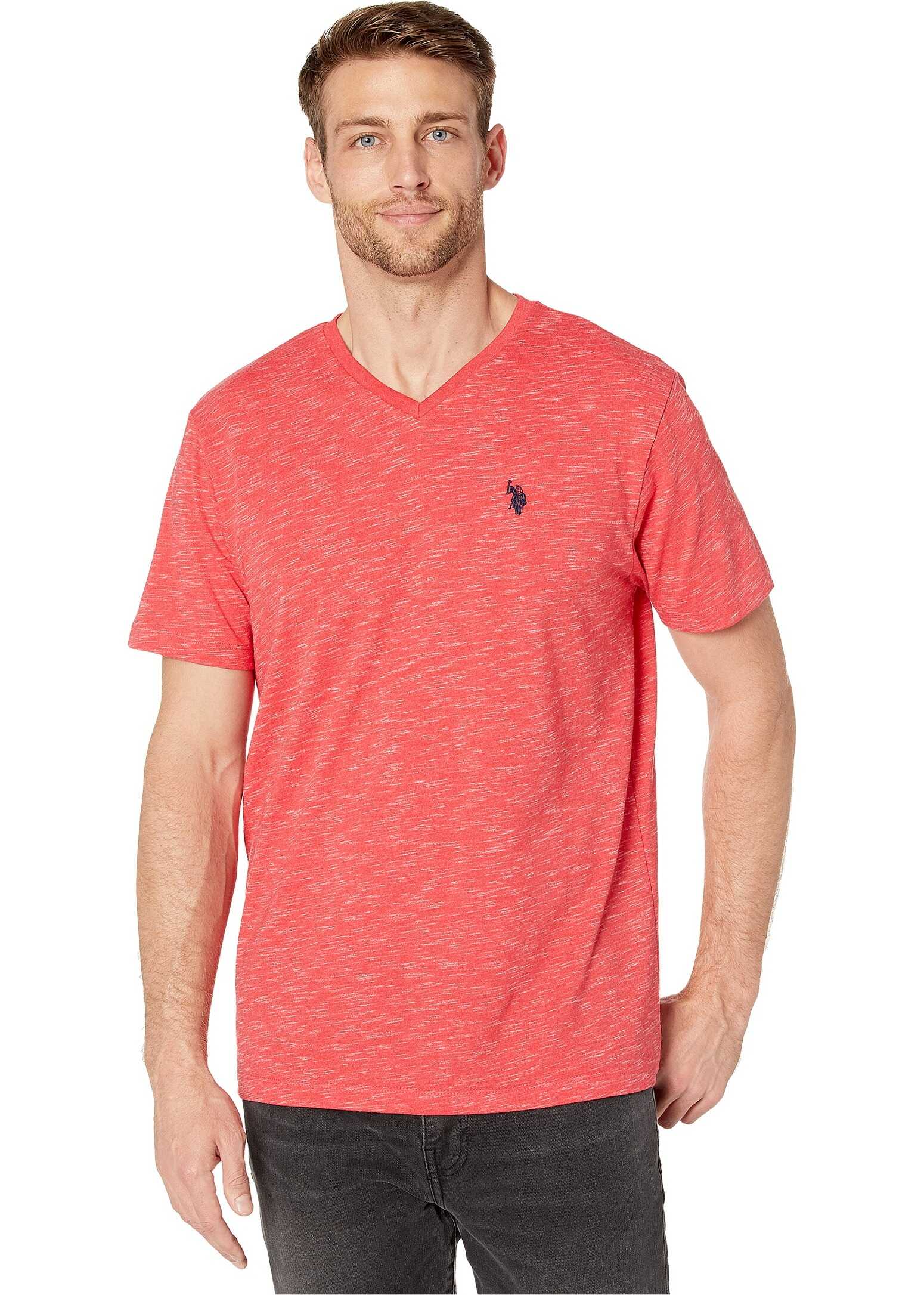 U.S. POLO ASSN. Space Dyed V-Neck T-Shirt Nantucket Red Heather