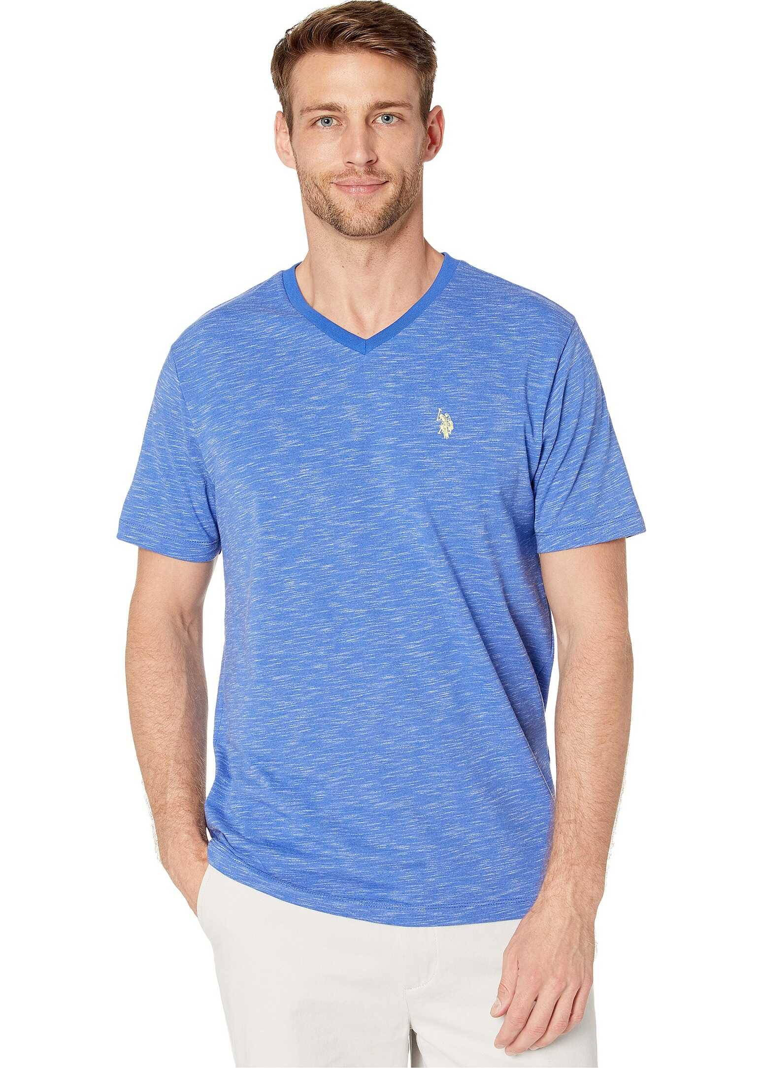 U.S. POLO ASSN. Space Dyed V-Neck T-Shirt Wedding Blue