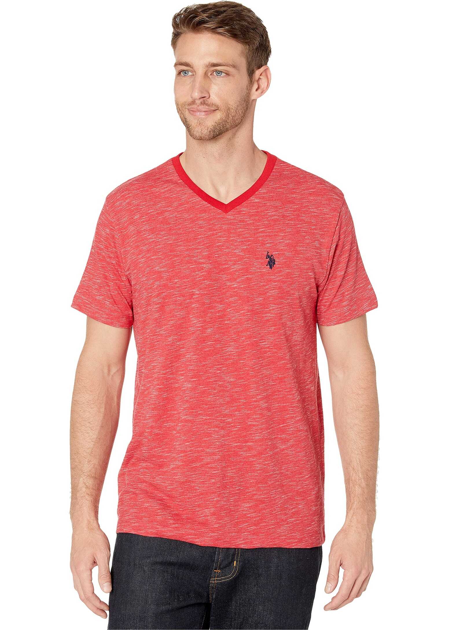 U.S. POLO ASSN. Space Dyed V-Neck T-Shirt Engine Red