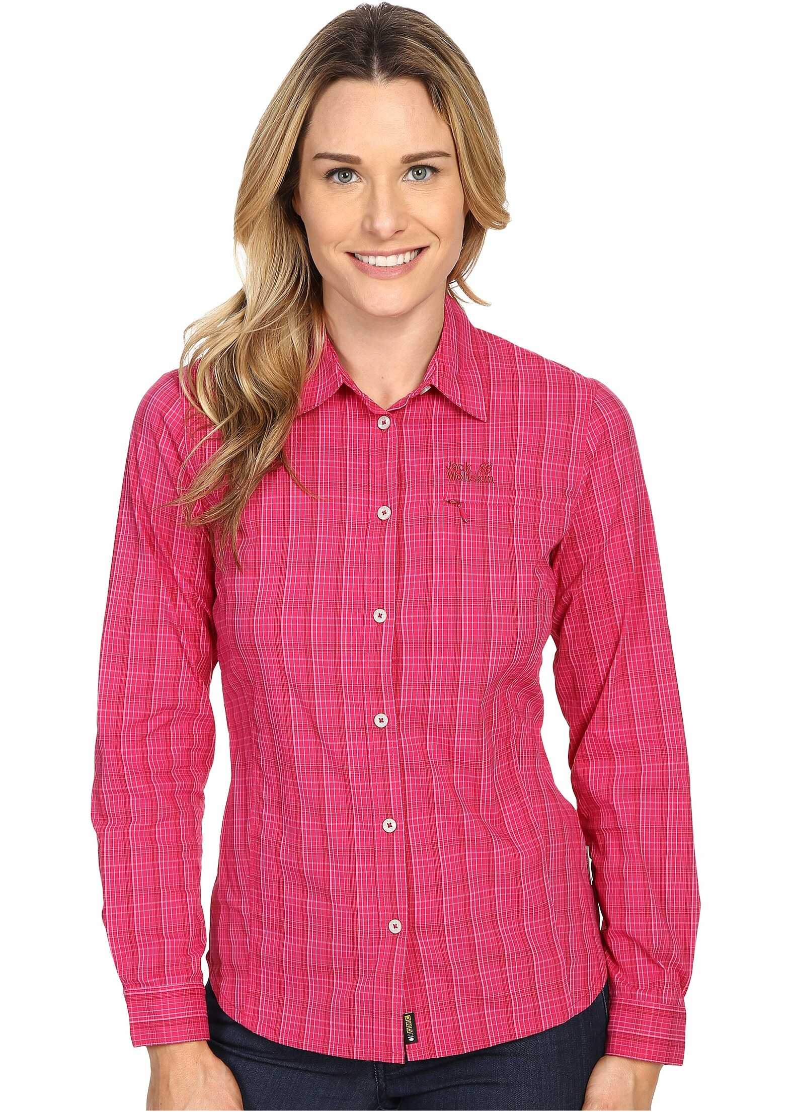 Camasa Jack Wolfskin Centaura Flex Shirt Azalea Red Checks