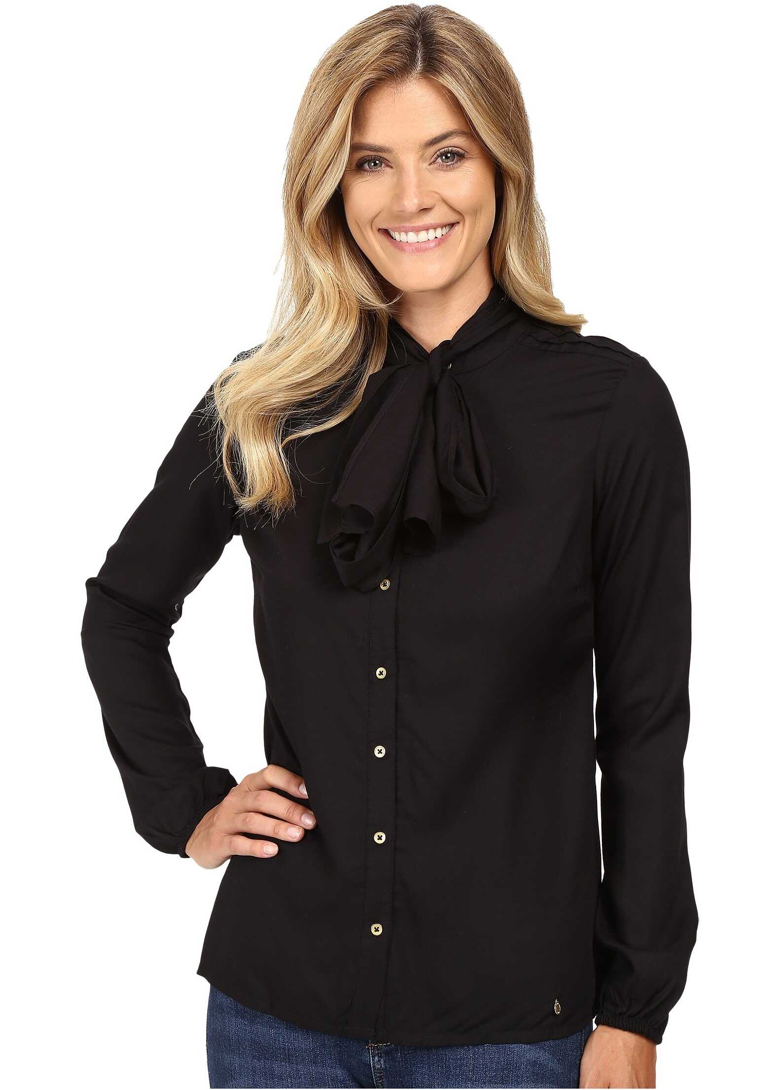 Camasa U.S. POLO ASSN. Long Sleeve Tie Front Shirt Anthracite