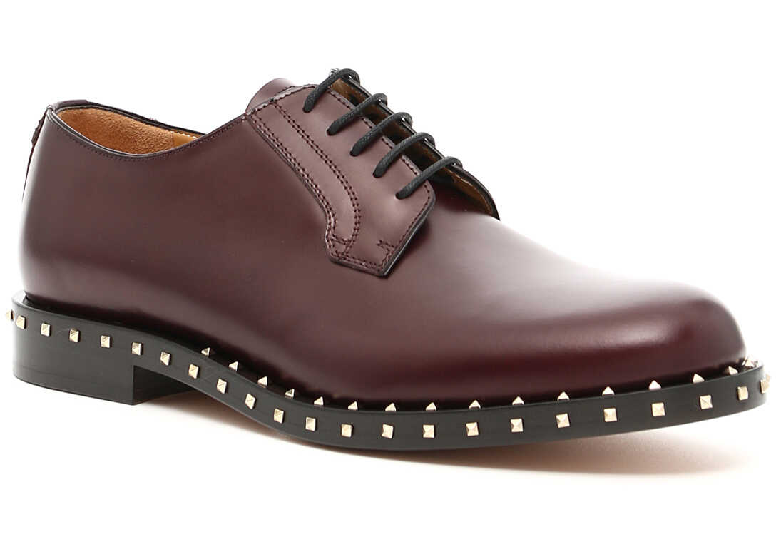 Pantof Valentino Garavani Soul Rockstud Lace-Ups DK BURGUNDI T.MORO