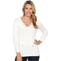 Pulovere Fine Gauge Lace-Up Sweater Femei