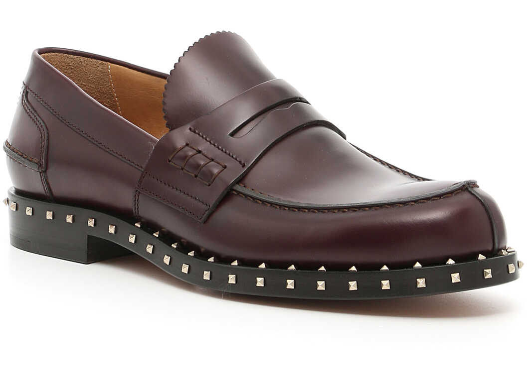 Mocasin Valentino Garavani Soul Rockstud Loafers DK BURGUNDI T.MORO