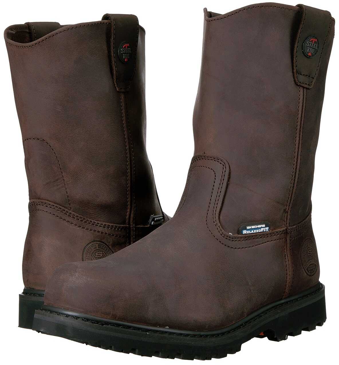 Gheata SKECHERS Work Ruffneck Crazy Horse Dark Brown Leather