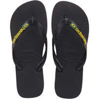 Slapi Brasil Logo Unisex Synthetic Flip Flops Black Barbati