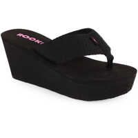 Slapi Diver Textile Wedges Flip Flops Black Femei