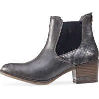 Ghete & Cizme Snake Finish Heel Ankle Boots In Dark Grey Femei
