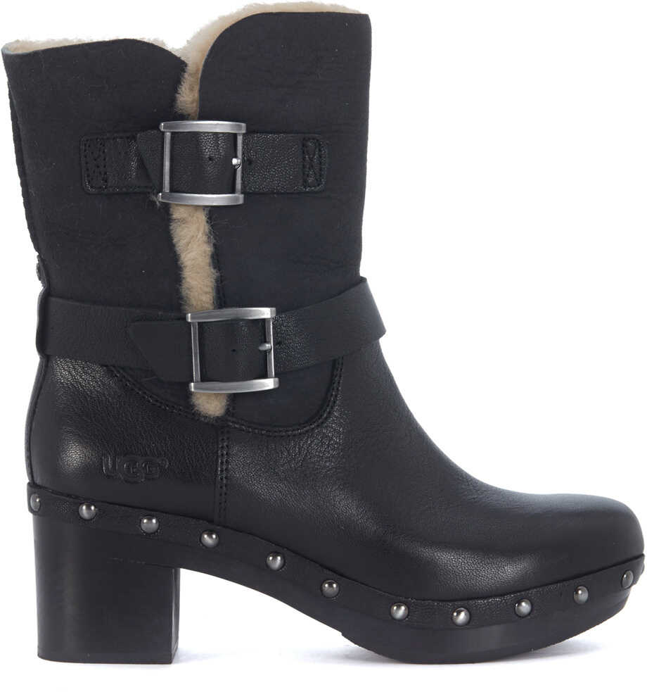 Gheata UGG Brea Ankle Boots In Black Suede And Leather Black