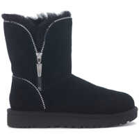 Ghete & Cizme Florence Black Suede Ankle Boots With Zip Femei