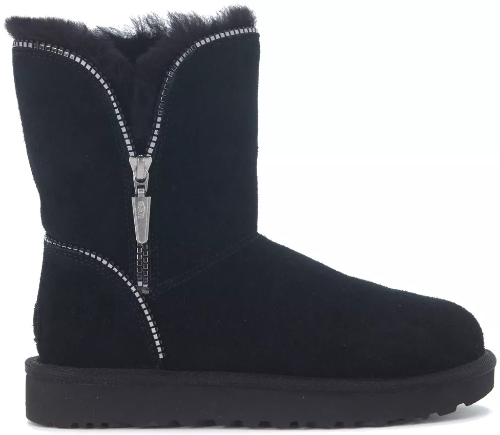 Gheata UGG Florence Black Suede Ankle Boots With Zip Black