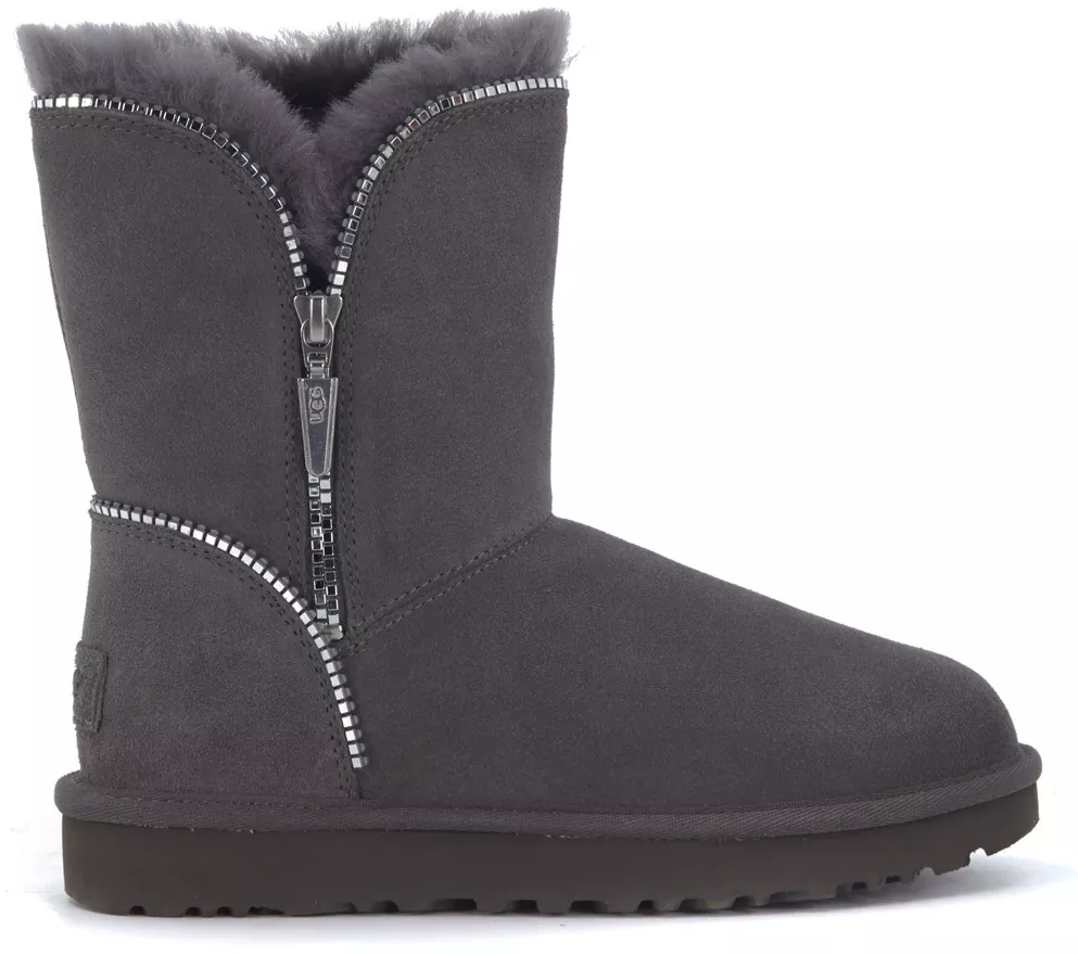 Gheata UGG Florence Ankle Boots In Grey Suede With Zip Grey