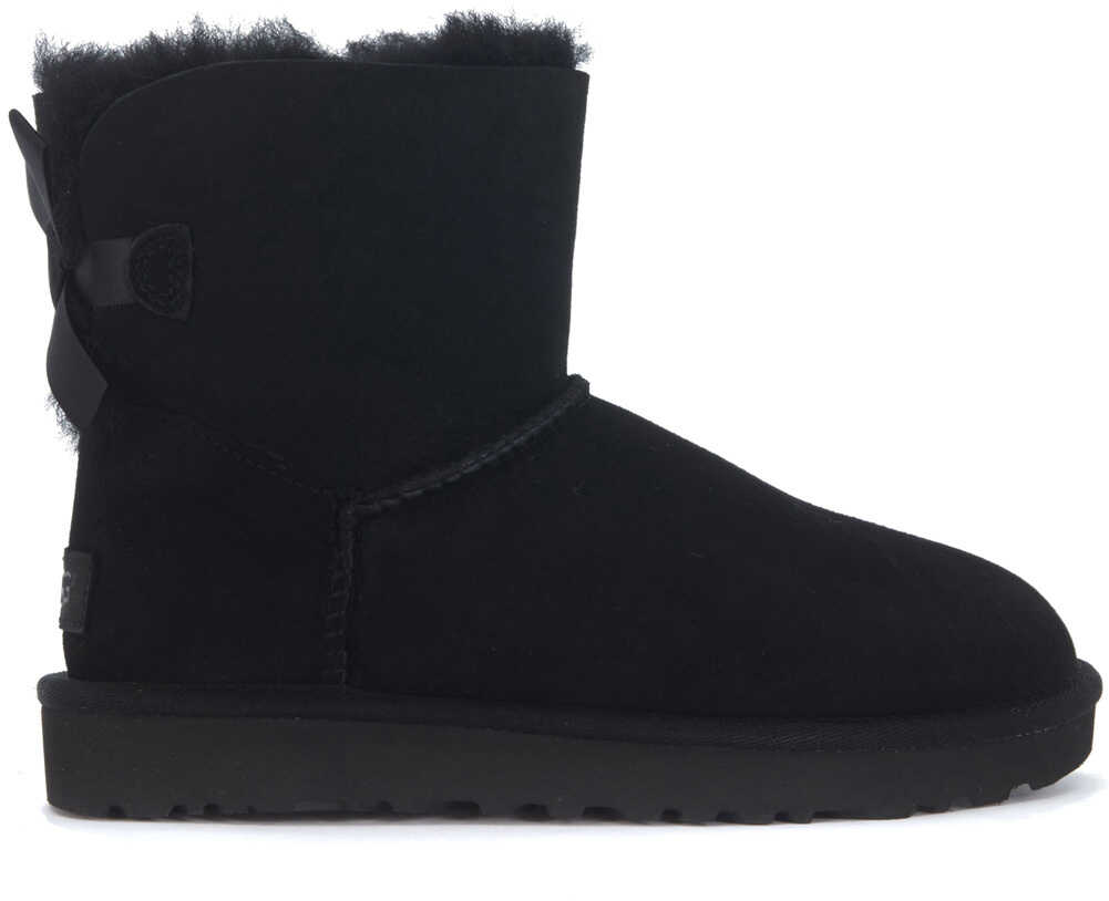 UGG Bailey Mini Anke Boots In Black Suede With Bow Black