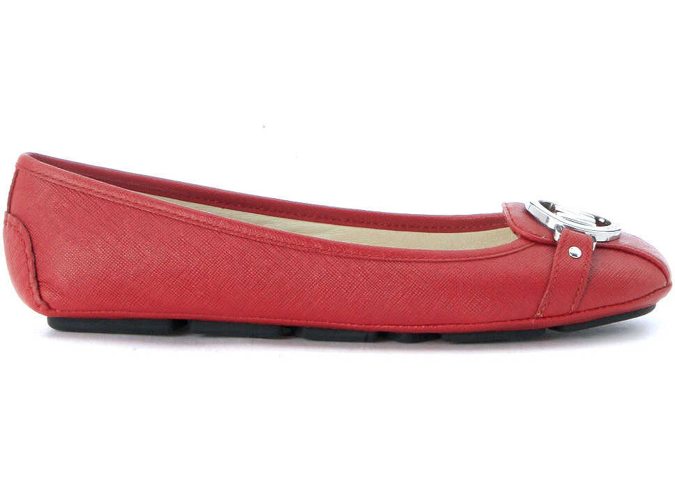 Balerin Michael Kors Fulton Moc Flat Shoes In Red Saffiano Leather Red