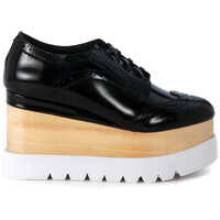 Platforme Lace Up In Black Brushed Leather Oxford Style Femei