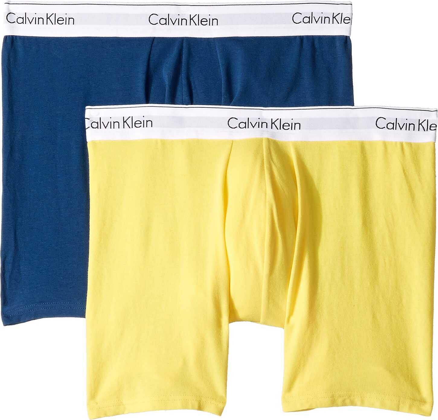 Calvin Klein Underwear Modern Cotton Stretch Boxer Brief Airforce/Lemon Zest