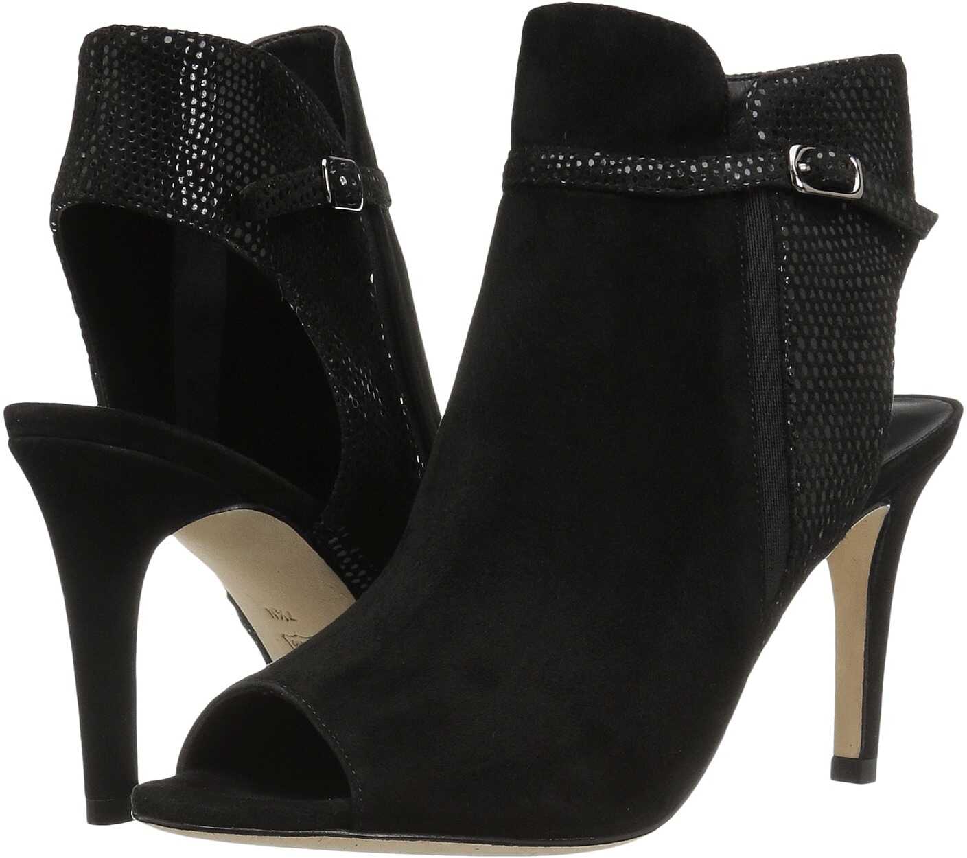 Botina Vaneli Birgit Black Suede/Match Elastic Print/Black Elastic