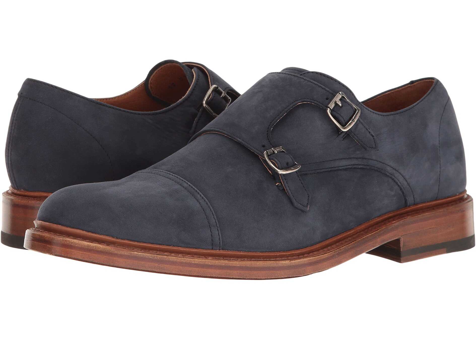 Pantof Frye Jones Double Monk Indigo Soft Italian Nubuck