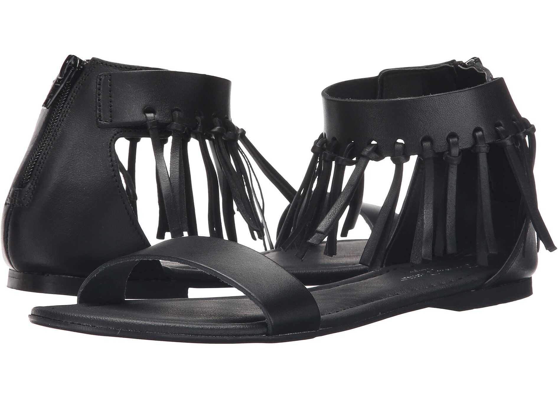 Sandala Massimo Matteo Ankle Strap Fringe Sandal Black