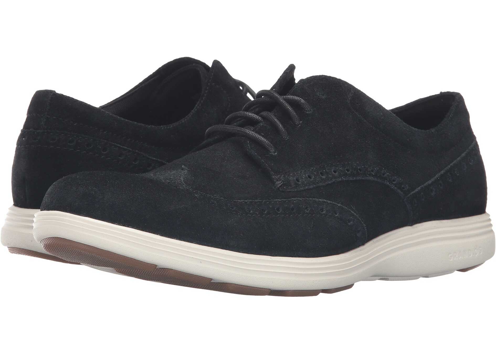 Pantof Cole Haan Grand Tour Wing Oxford Black Suede/Ivory