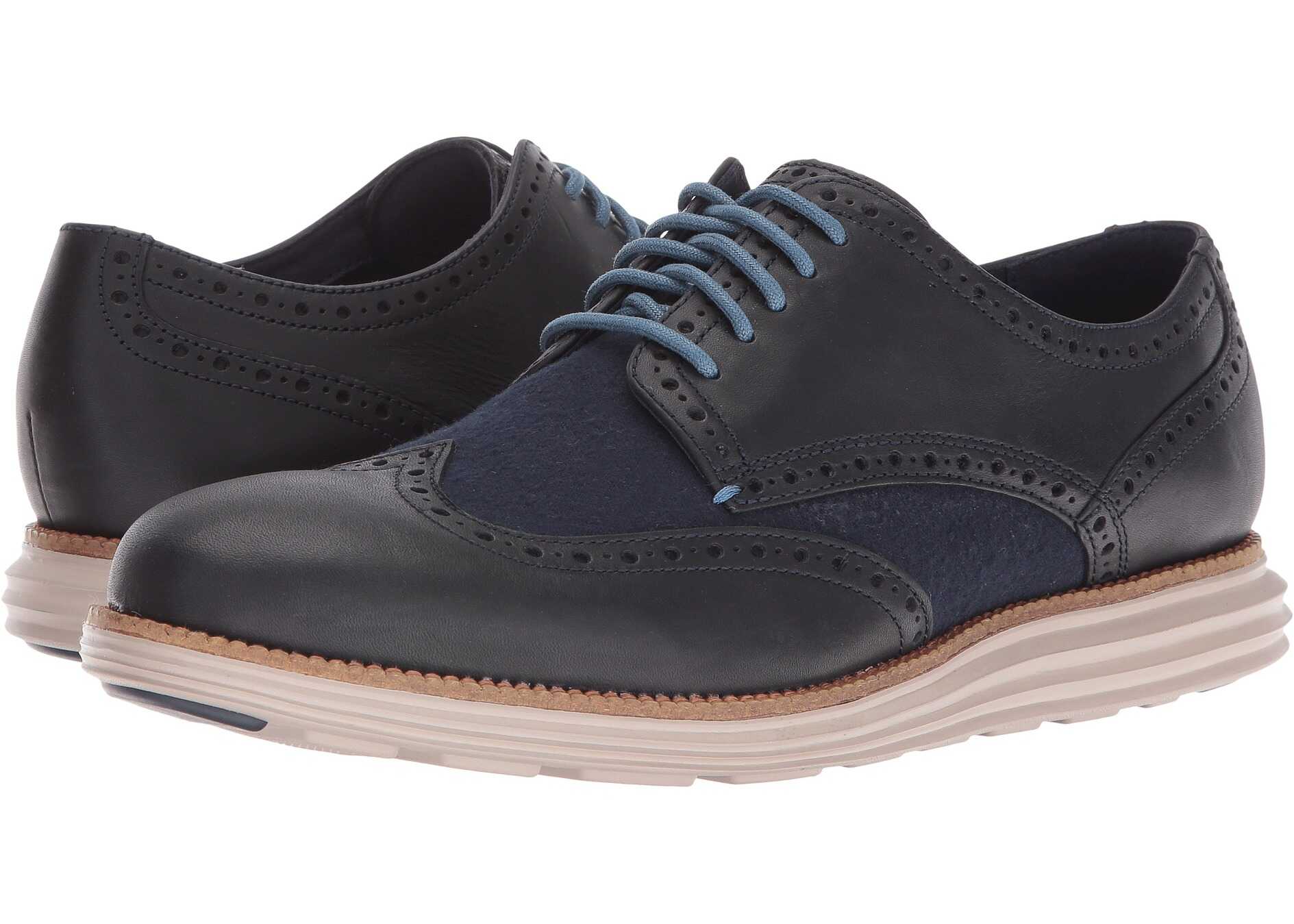 Pantof Cole Haan Original Grand Wing Oxford Dark Night Leather/Blue Plaid/Cobblestone