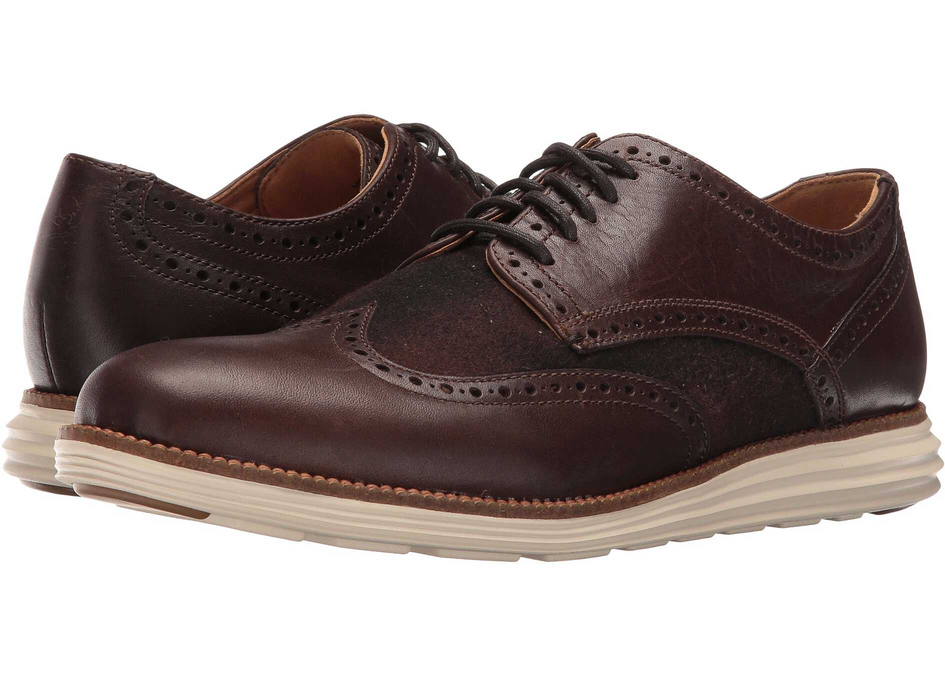 Pantof Cole Haan Original Grand Wing Oxford Chestnut Leather/Brown Plaid/Ivory