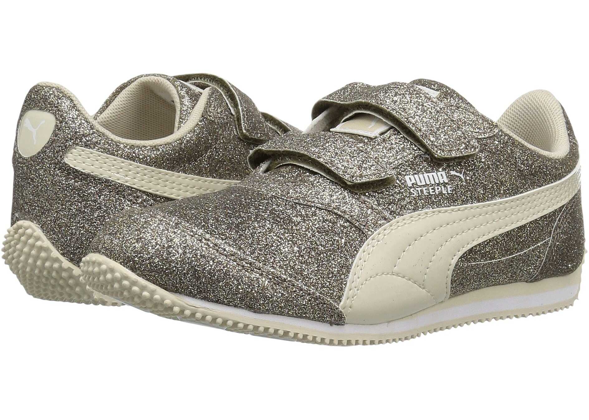 Tenis Puma Kids Steeple Glitz Glam V PS (Little Kid/Big Kid) Silver Gold/Pink Dogwood