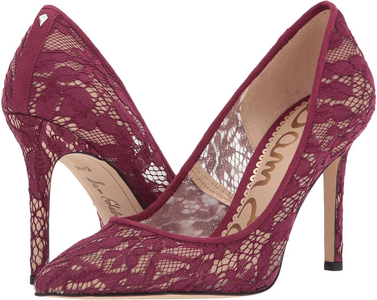 Pantof Sam Edelman Hazel Cranberry/Nude Botanical Lace