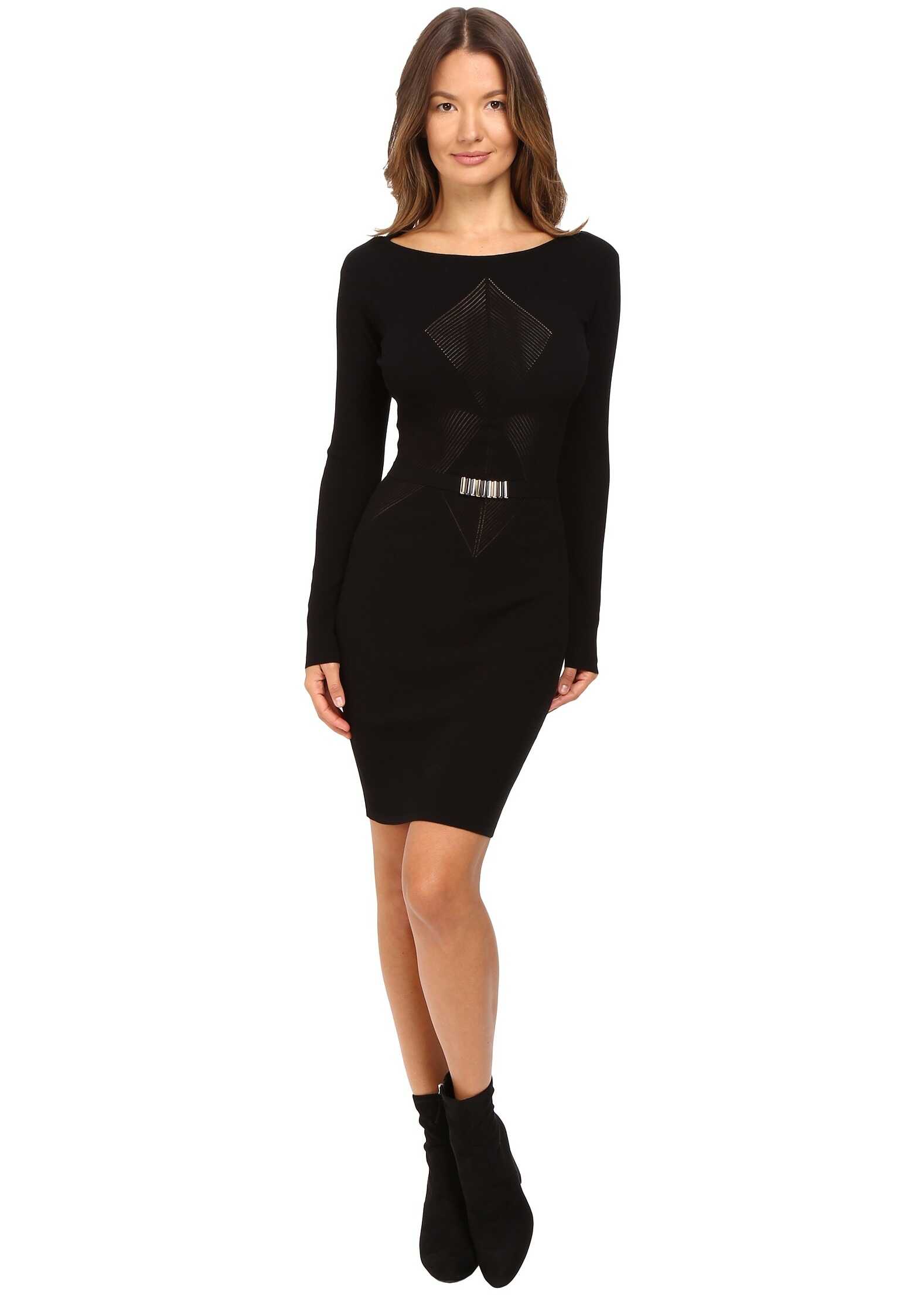 Versace Collection Long Sleeve Knit Geo Dress Black Versace Collection Long Sleeve Knit Geo Dress Black