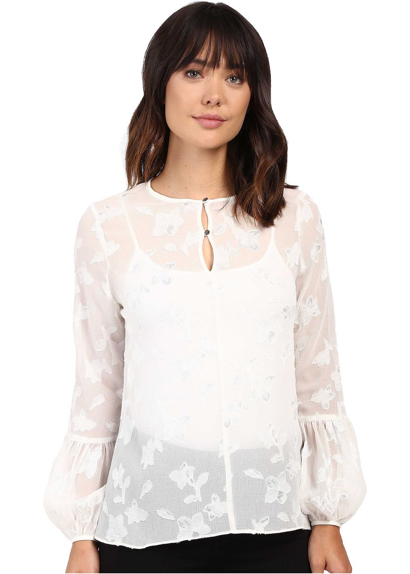 Bluza Ellen Tracy Bishop Sleeve Blouse Cream