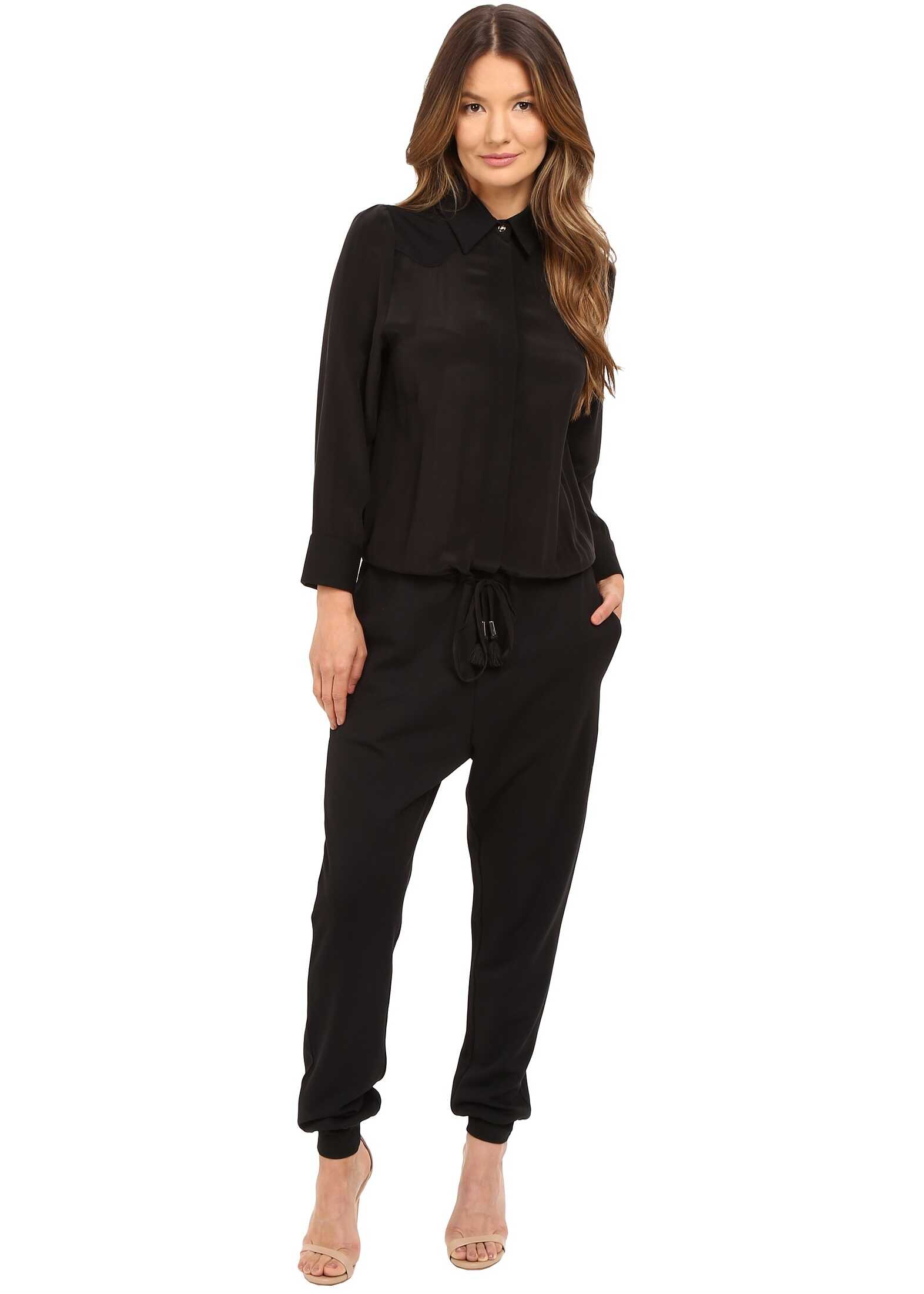 Salopeta Just Cavalli Solid Jumpsuit Washed Silk/Jersey Black