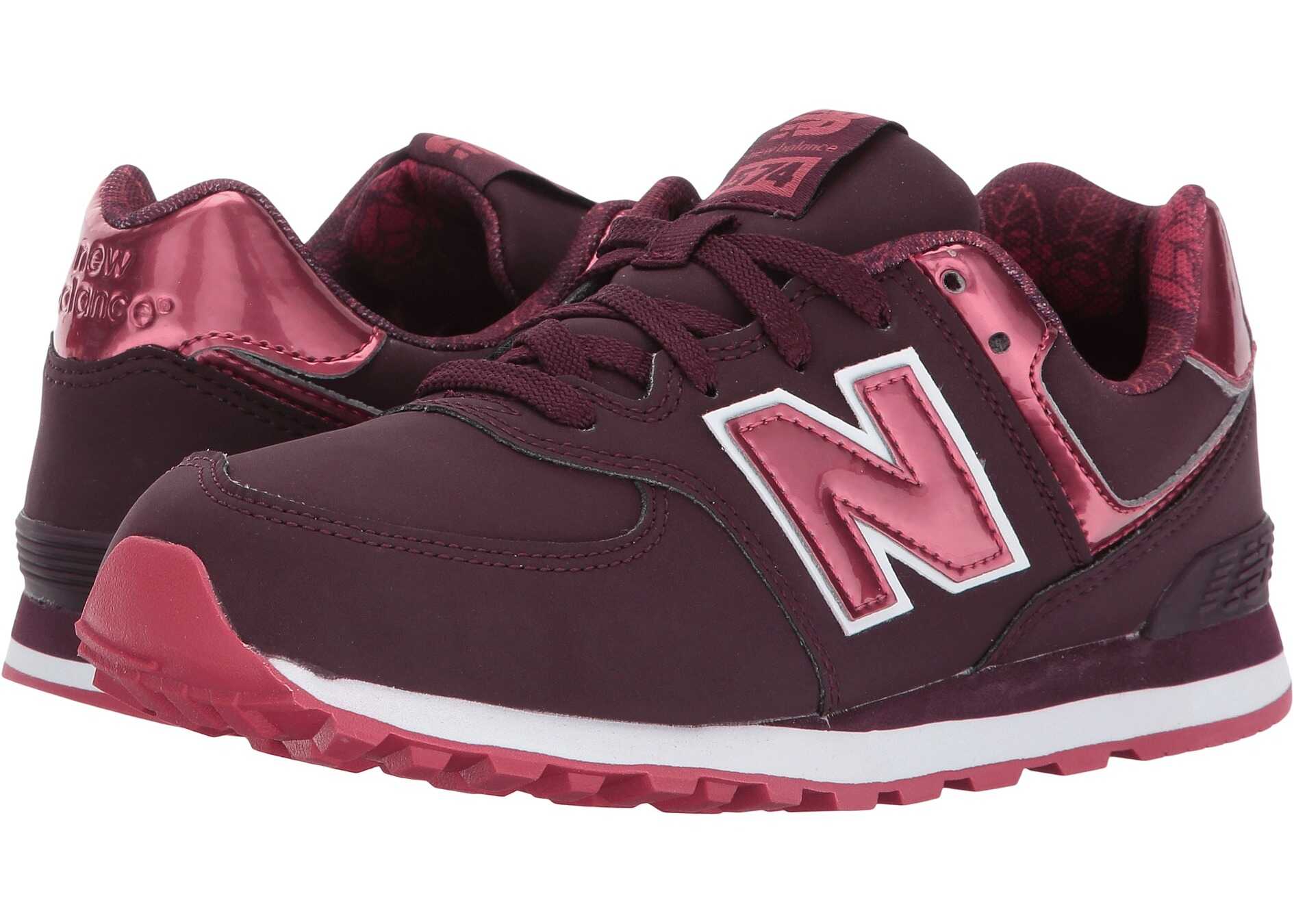 Tenis New Balance Kids KL574v1 (Big Kid) Dark Pink/Red
