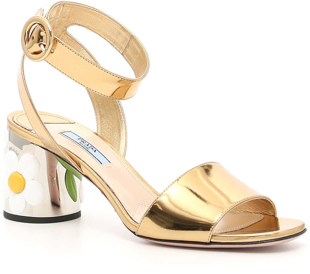Sandala Prada Laminated Goatskin Sandals PLATINO