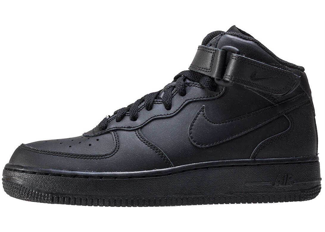 Tenis Nike Air Force 1 Mid Gs Kids Trainers In Black Black Black