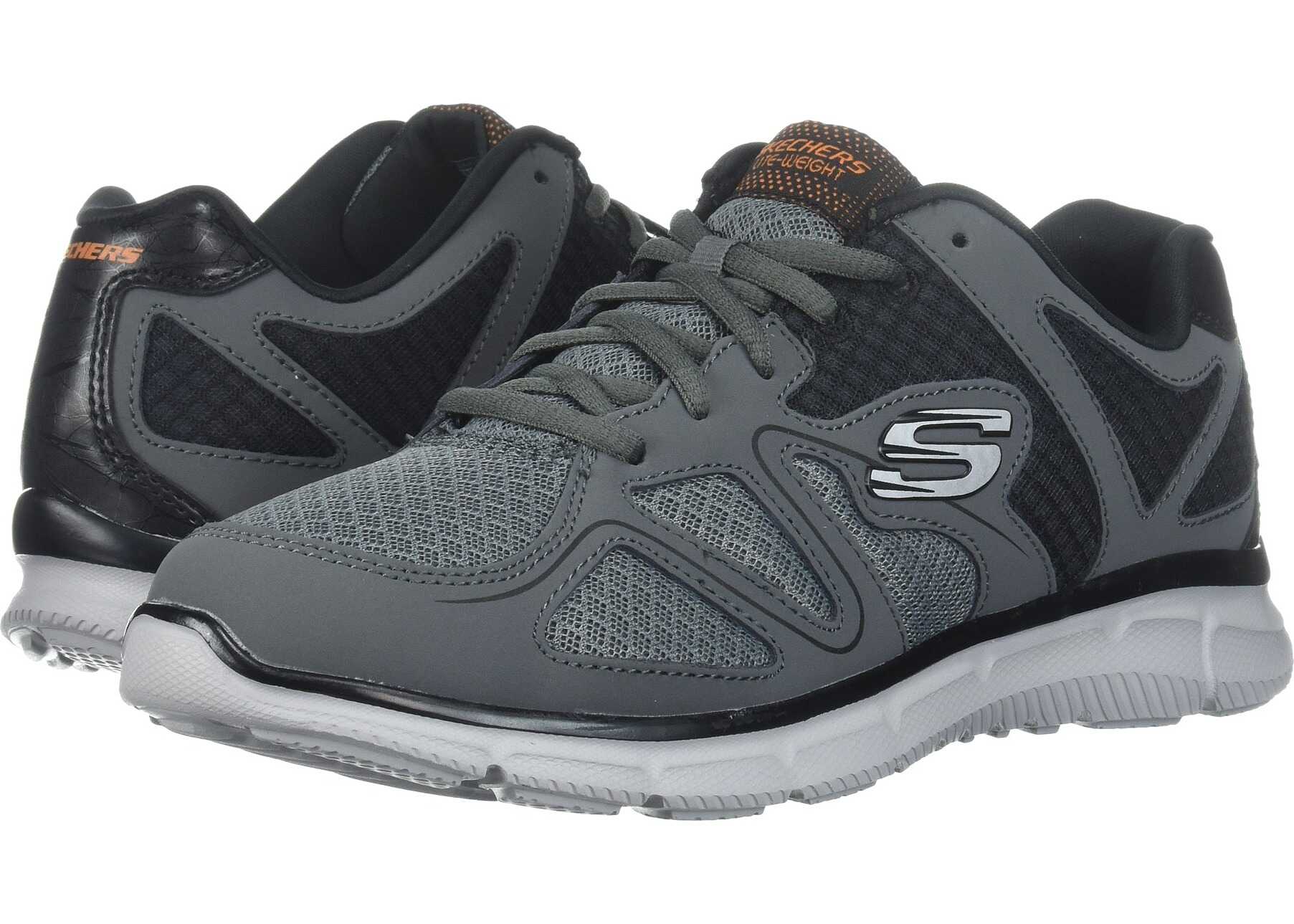 SKECHERS Satisfaction Flash Point Charcoal/Orange
