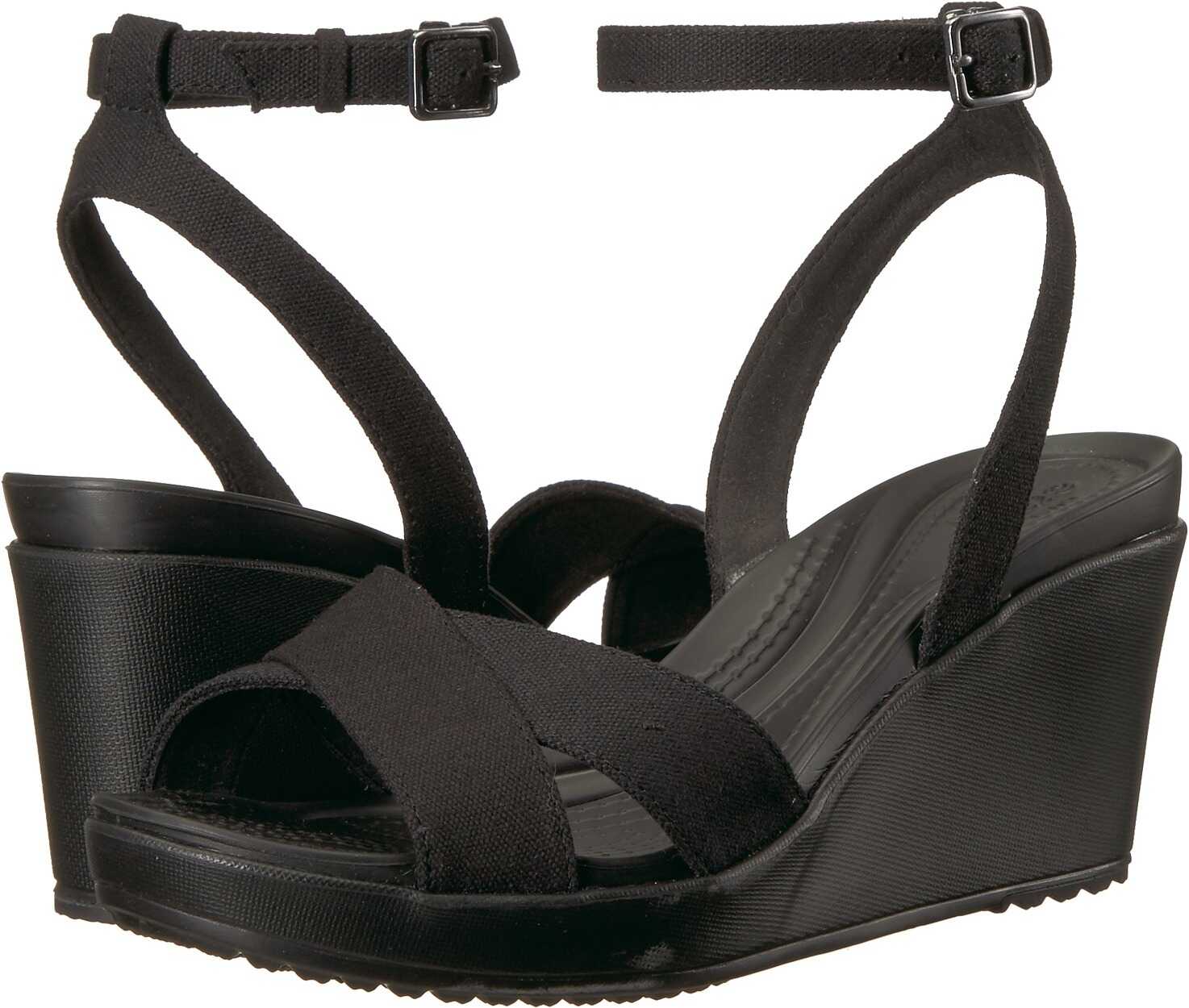 Sandala Crocs Leigh II Ankle Strap Wedge Black/Black