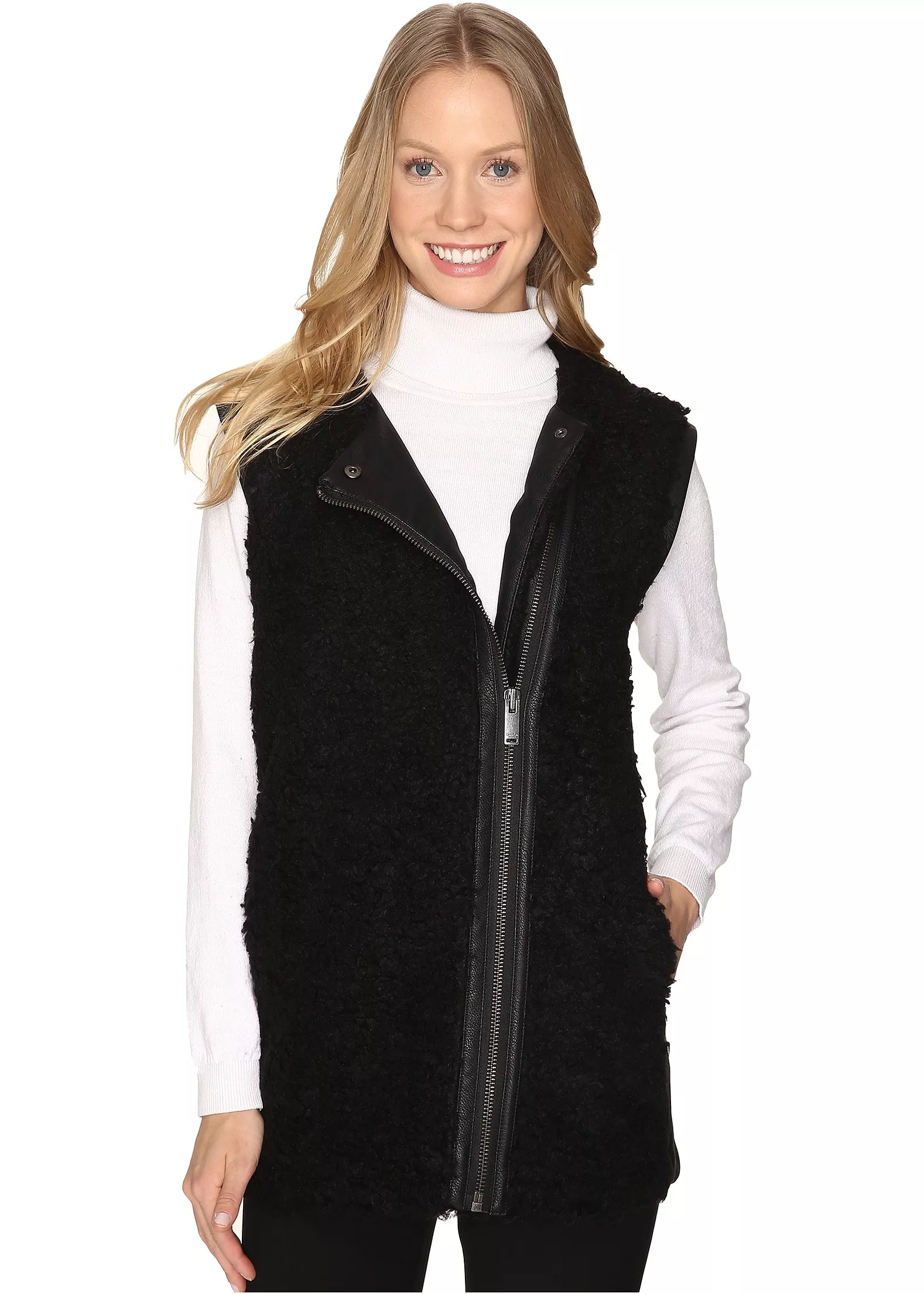 Vesta Calvin Klein Jeans Oversized Shearling Outerwear Black