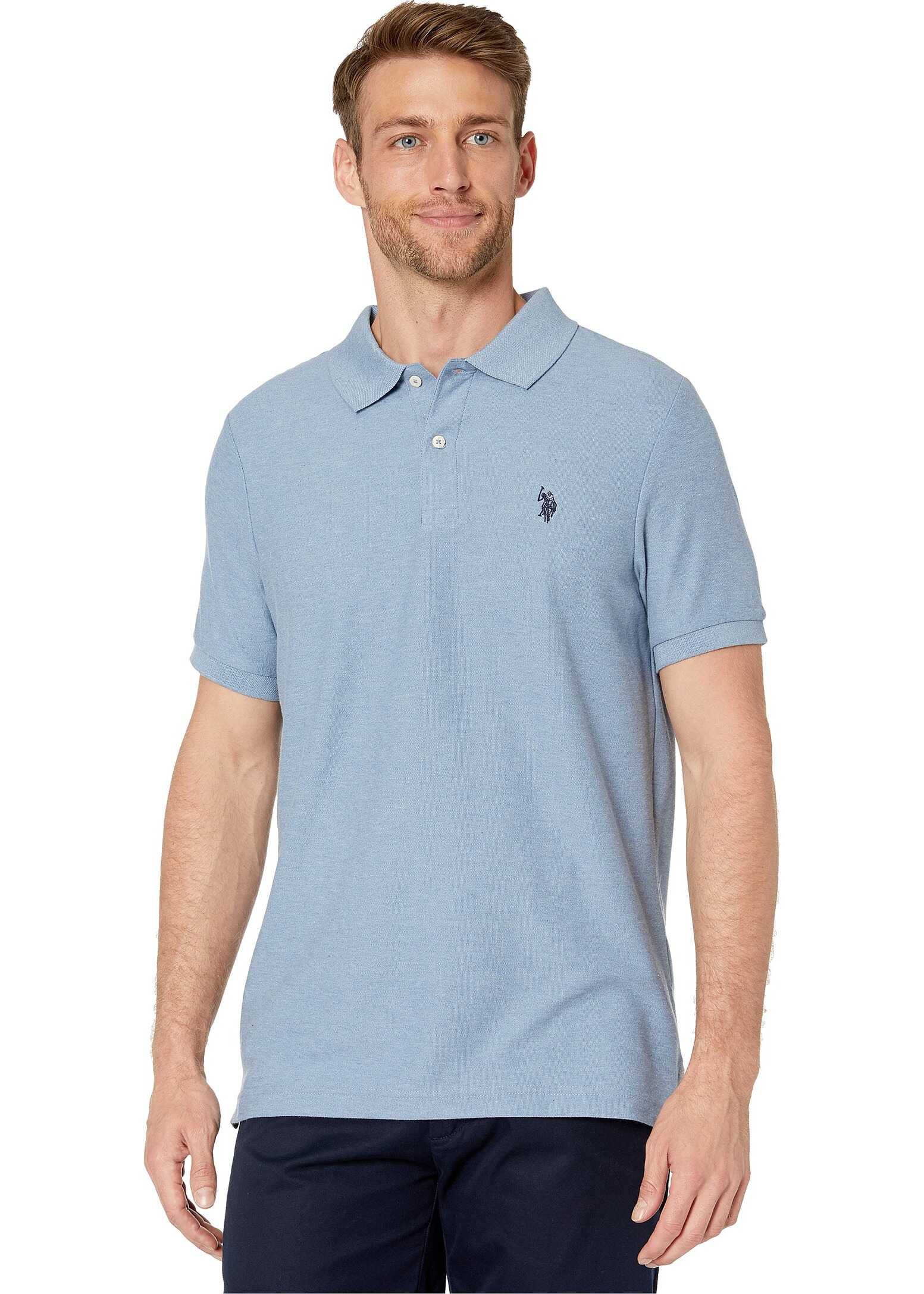 U.S. POLO ASSN. Ultimate Pique Polo Shirt Hill Blue Heather