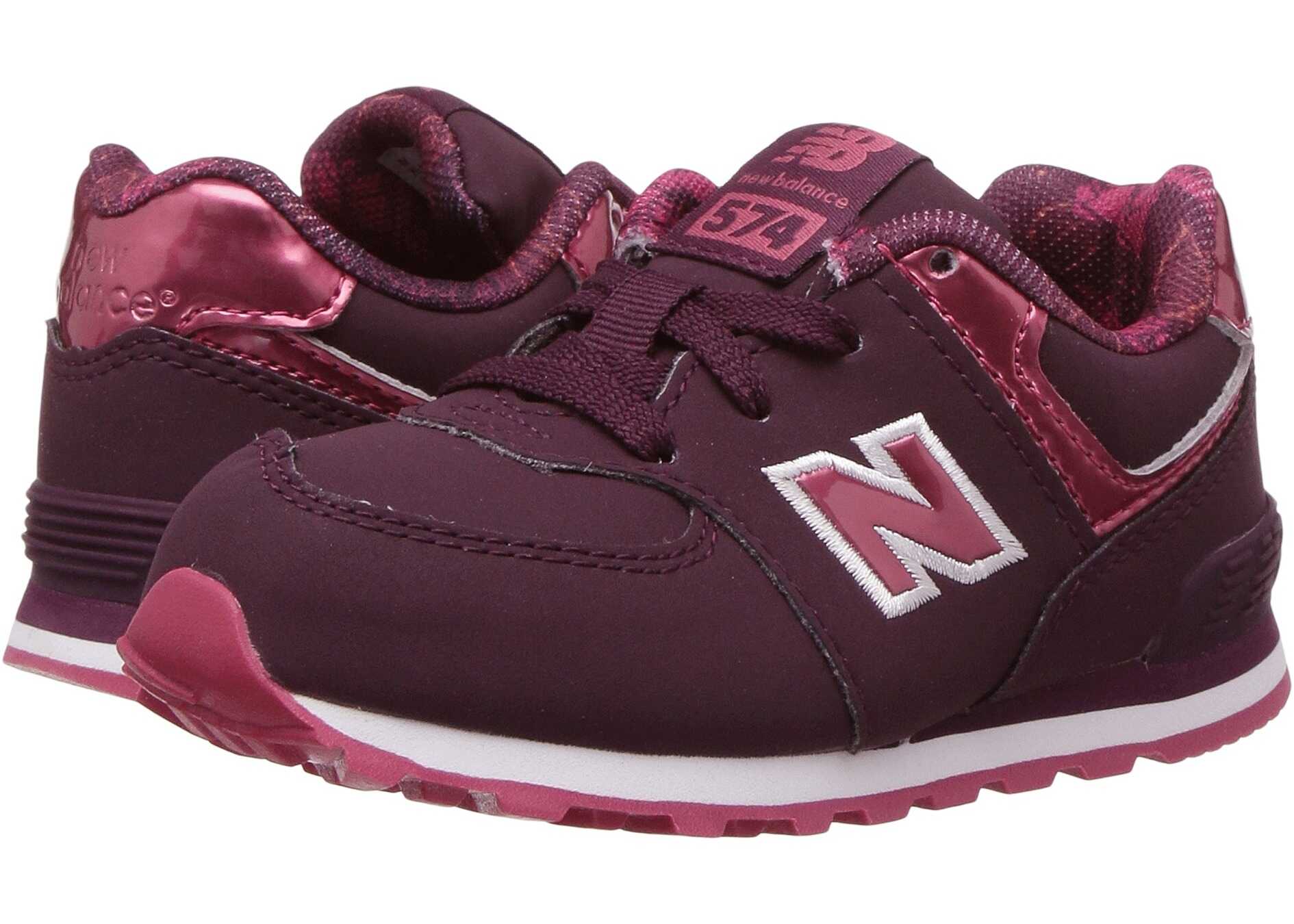 Tenis New Balance Kids KL574v1 (Infant/Toddler) Dark Pink/Red