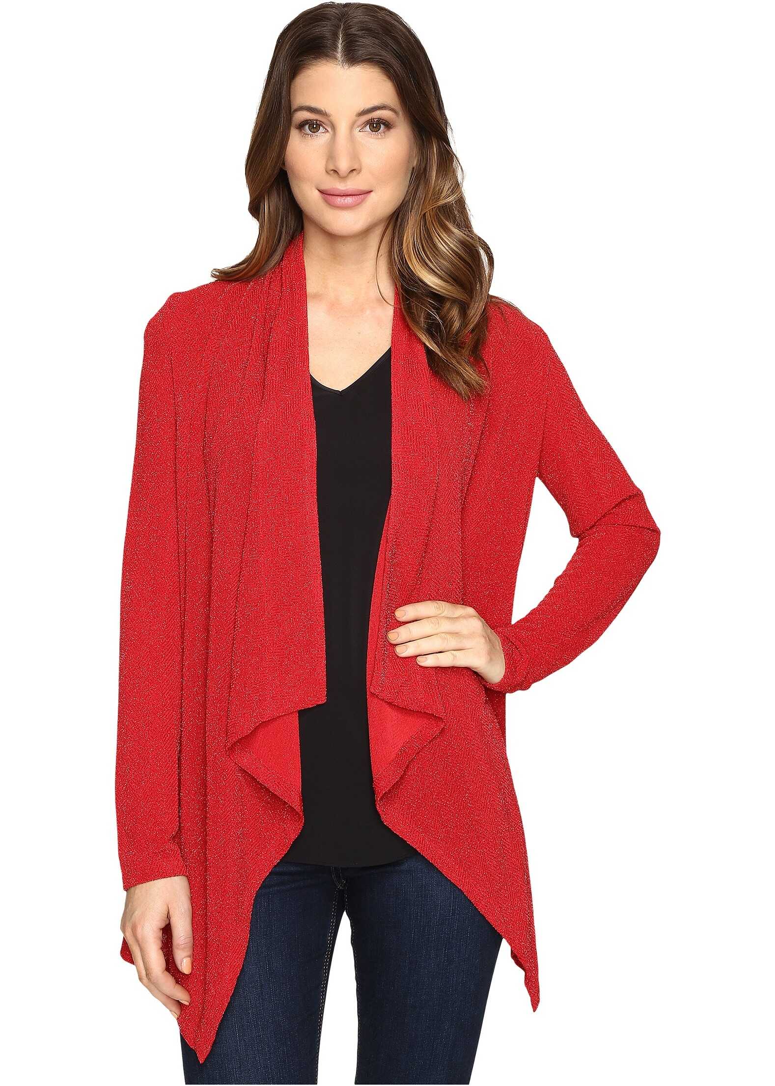 Pulover Calvin Klein Lurex Flyaway Knit Long Sleeve Rouge