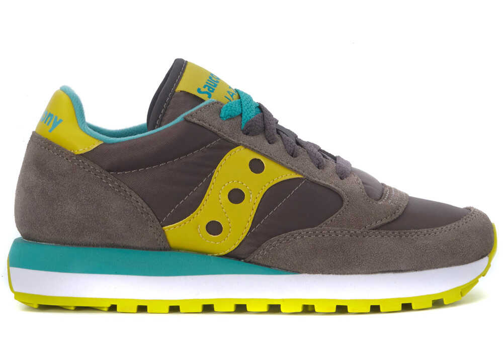 Tenis Saucony Jazz Sneakers In Grey Anthracite And Yellow Suede And Nylon Grey