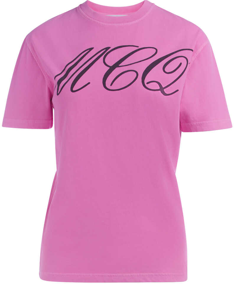 Tricou McQ Alexander Mcqueen Tattoo Print Pink Cotton T-Shirt Pink