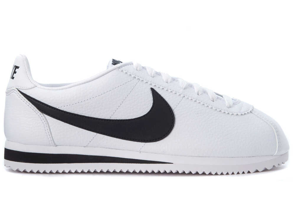 Tenis Nike Classic Cortez Sneaker In White Leather And Black Logo White