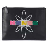 Genti Plic Nasa Clutch In Black Leather With Rubber Logo Femei