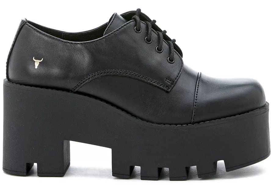 Pantof Windsor Smith Black Leather Lace Up Shoes Black