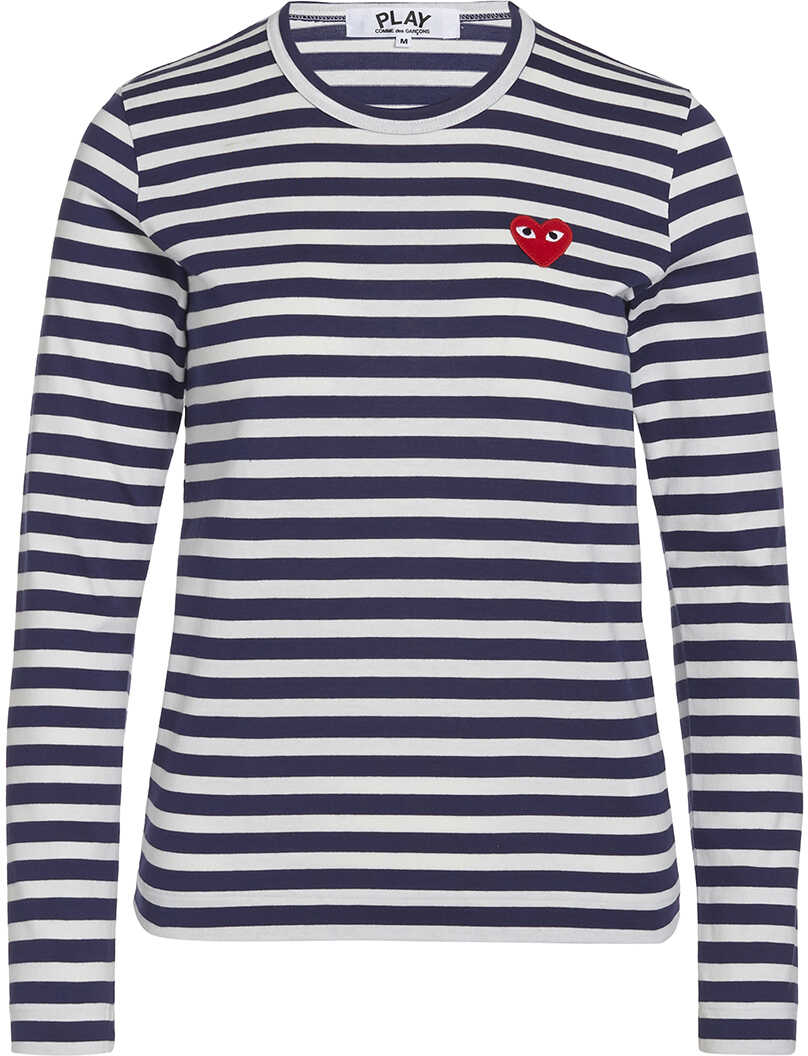 Tricou Comme des Garçons Play Blue T-Shirt Play By Comme De Garcon With White Stripes Blue