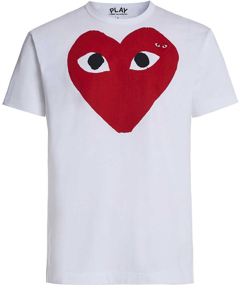 Comme des Garçons Play White T-Shirt Play By Comme De Garcon With Red Heart And Black Eyes White Comme des Garçons Play White T-Shirt Play By Comme De Garcon With Red Heart And Black Eyes White
