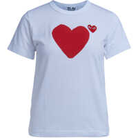 Tricouri T-Shirt Comme Des Garçons Play Bianca Doppio Cuore Rosso Femei