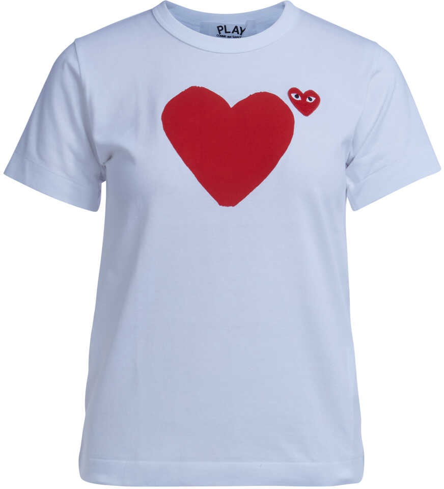 Comme des Garçons T-Shirt Comme Des Garçons Play Bianca Doppio Cuore Rosso White